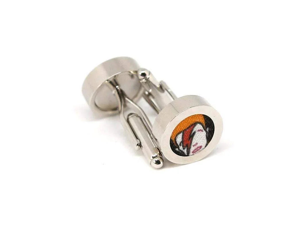 Gemelos de metal con diseño colorido inspirado en David Bowie, accesorios originales para hombre