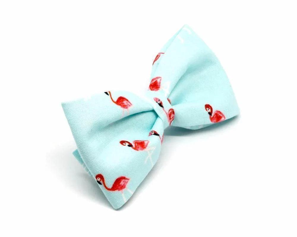 Pajarita azul celeste con estampado de flamencos rosas, accesorio original para hombre o niño