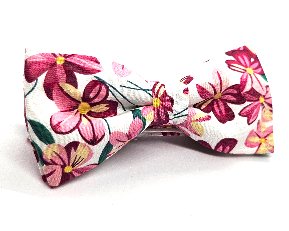 Pajarita Flores Rosas y fondo Blanco π