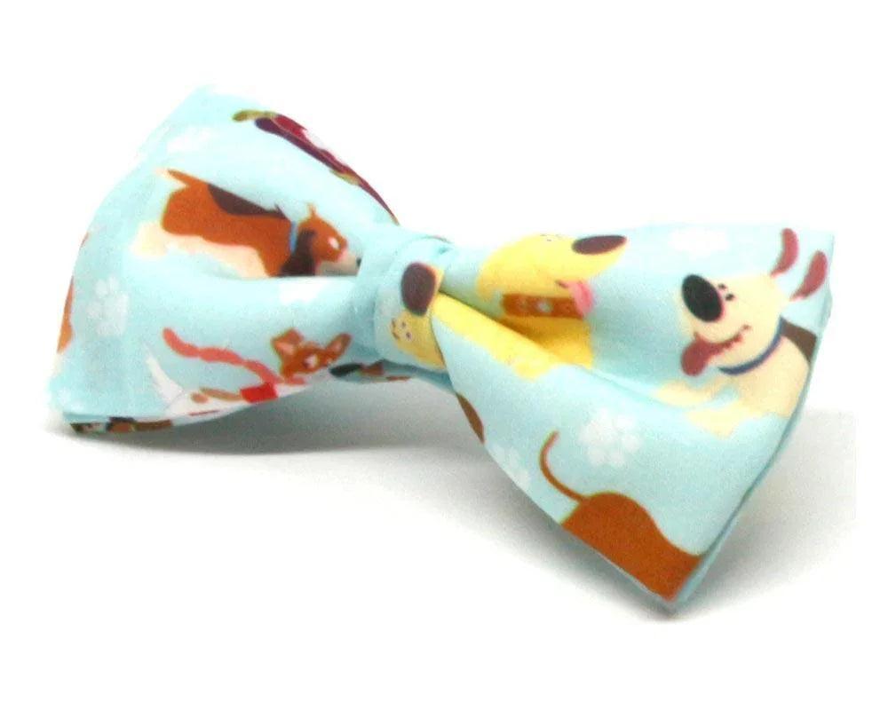 Pajarita azul clara con estampado de perros divertidos, complemento original para hombre y niño