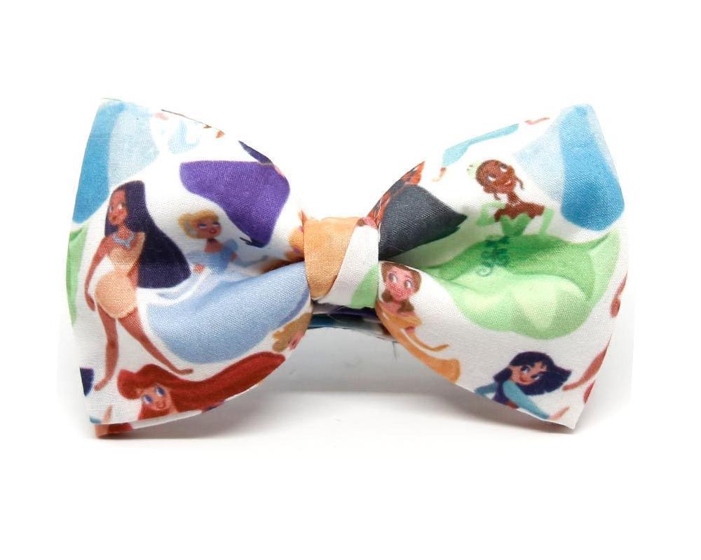 Pajarita estampada con ilustraciones coloridas de princesas, complementos originales para hombre y niño