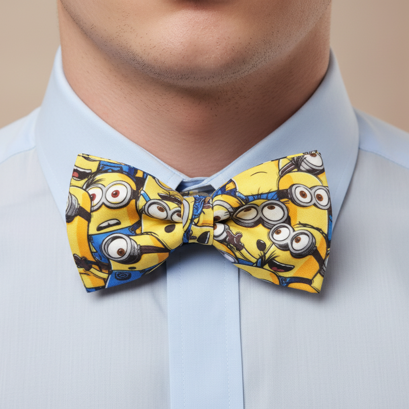 Pajarita Minions en camisa azul